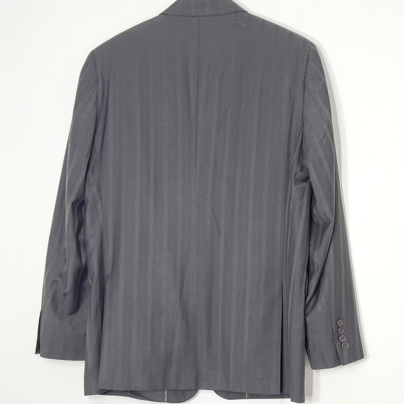 Styled in Italy Men's Gray Pinstriped  3-Button Front Pockets Suit Jacket Blazer - Picture 2 of 12